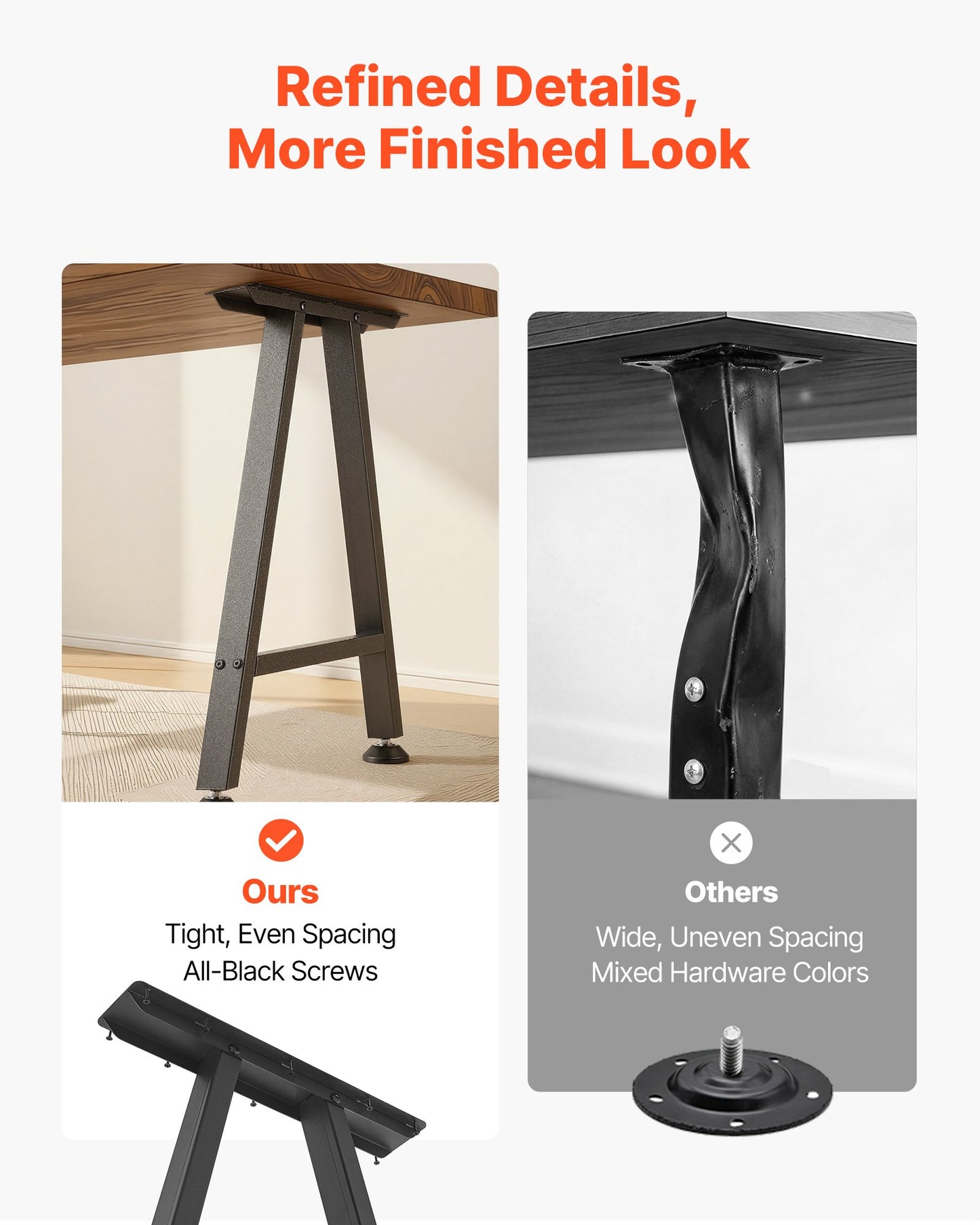Table Legs, 29.1" H X 21.7" W Trapezoid Steel Furniture Legs, Modular Design, Easy Assembly, 2204 Lbs Max Load Heavy Duty, Ideal For Home Office Desk, Coffee Dinner Bar Tables,Set Of 2, Black