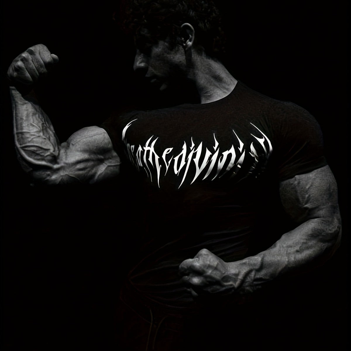 Short-sleeve Black Fitness T-shirt Men's Muscle