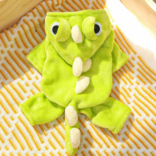 Autumn Winter Dog Clothes Cute Cat Costume Dinosaur Cosplay Outfits For Small Dogs In Fleece Coat With 4 Legs Funny Pet Clothes