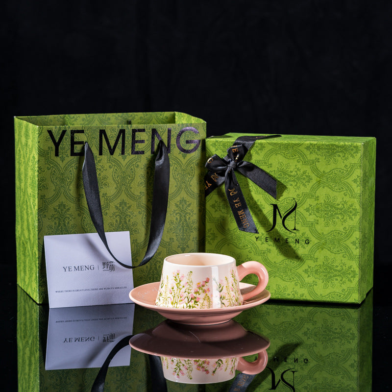 Affordable Luxury Original Iris Flower Ceramic Coffee Cup Gift Set