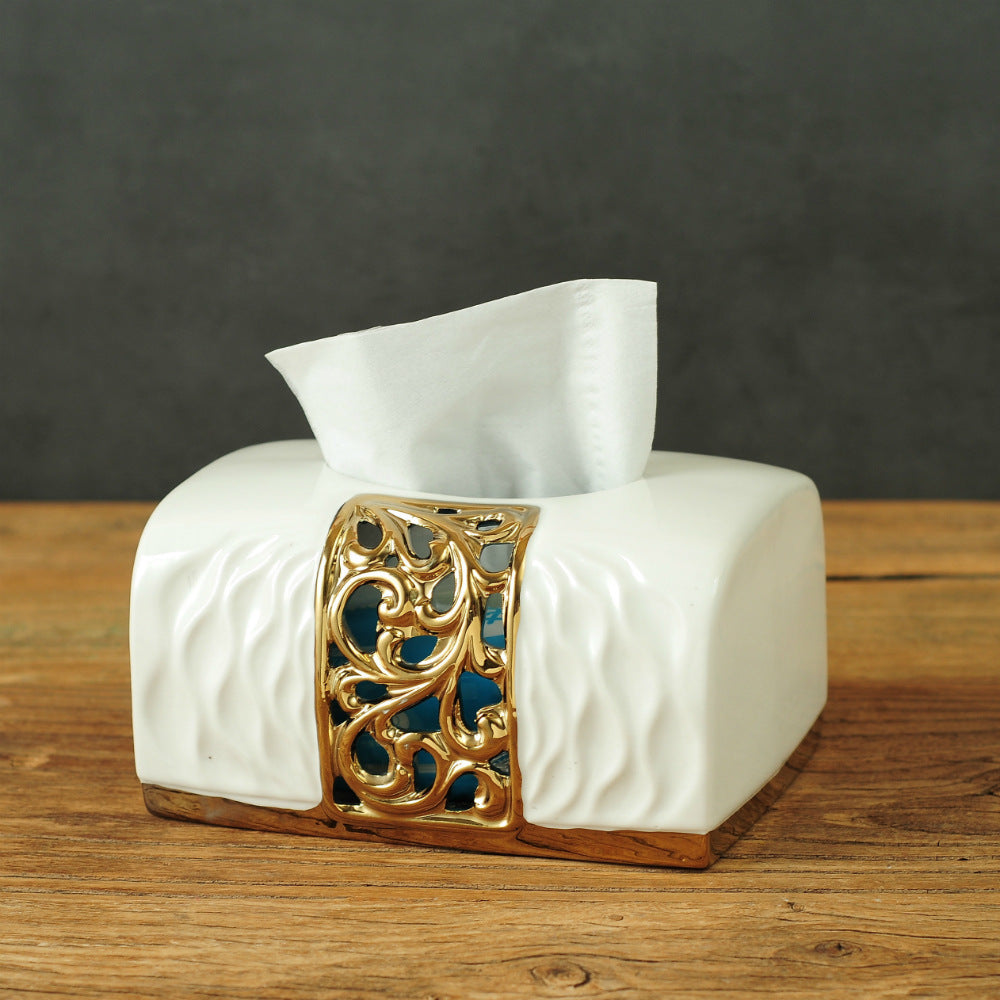 Chinese-style Ceramic Tissue Box For Home Use