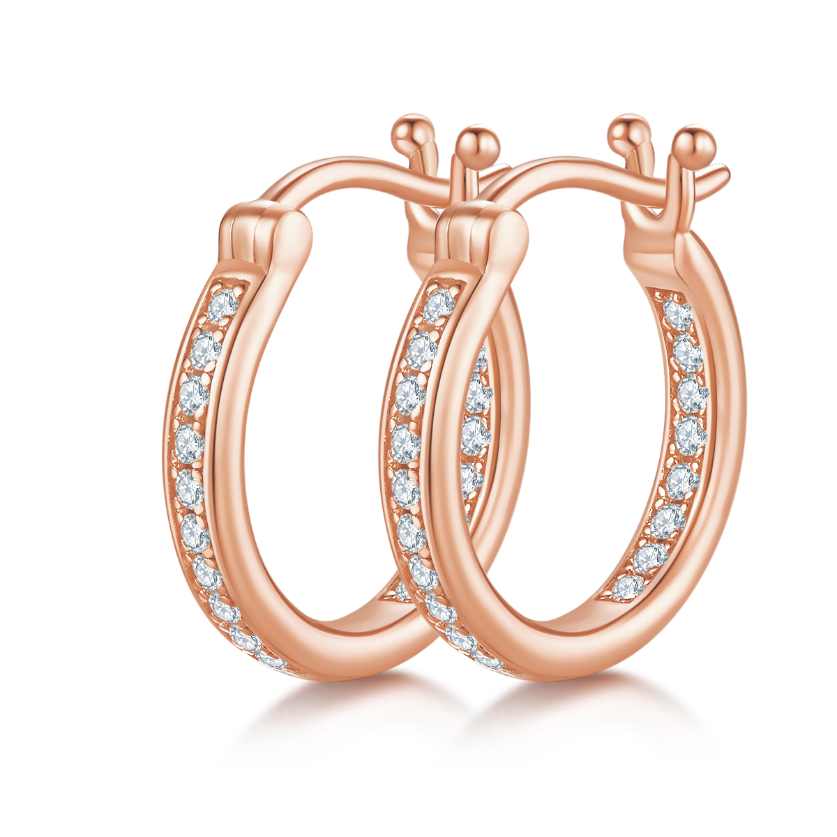 S925 Sterling Silver 38pcs Moissanite Huggie Hoop Earrings For Women 16.5mm Platinum Plated GRA Certified Hypoallergenic Gift Box