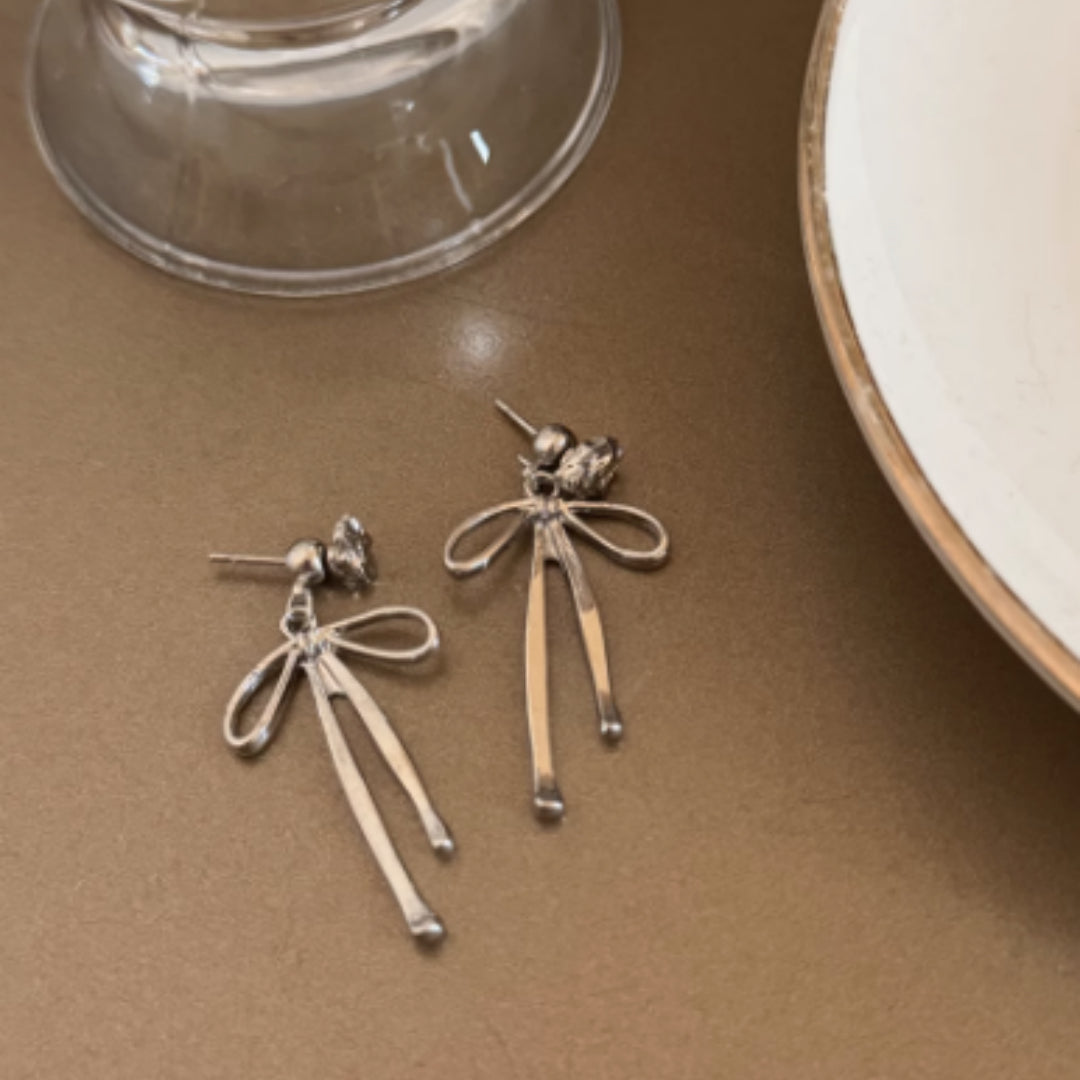 Metal Bow Earrings, Light Luxury, High-end, Elegant, Sweet Beauty