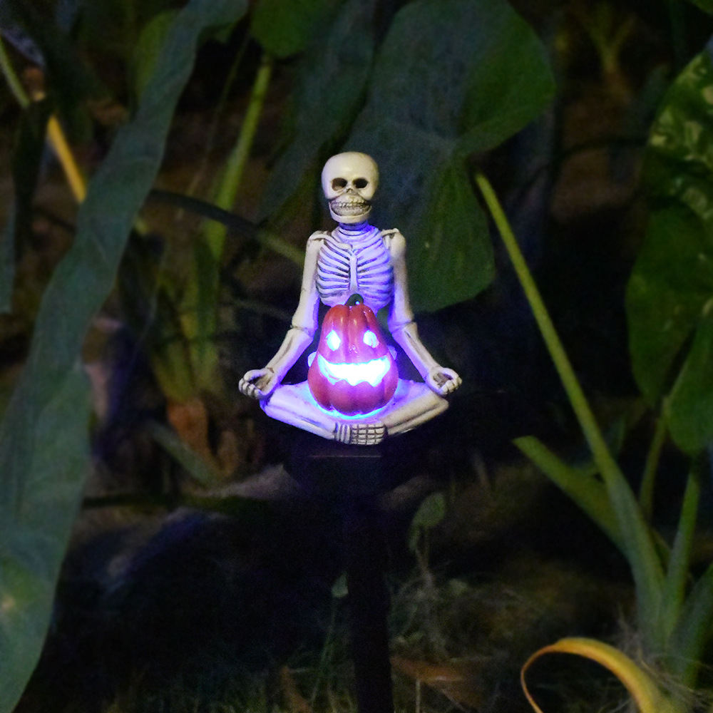 Solar Yoga Pumpkin Skull Lawn Lamp