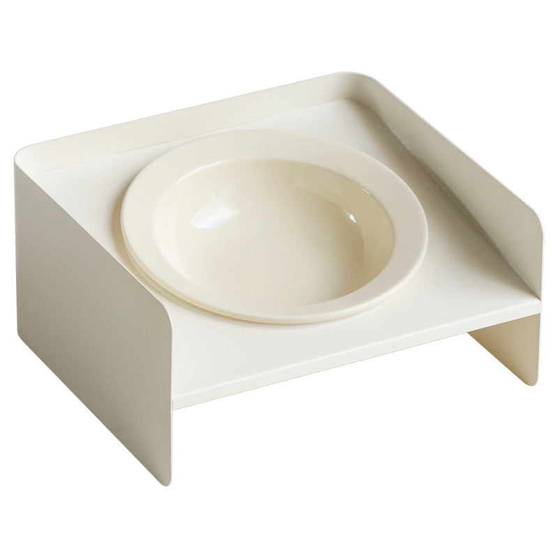 Portable Household Ceramic Pet Bowl With Beveled Edge