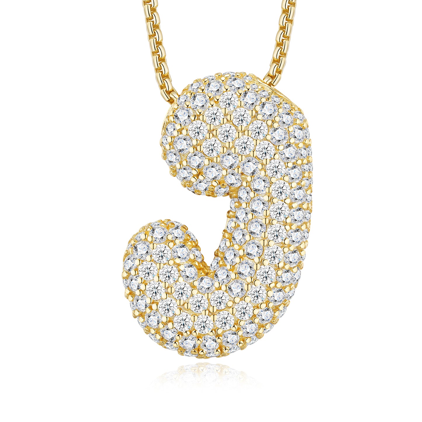 11.91g S925 Gold Plated Bubble Letter Initial Necklace For Women  D Color VVS1 Moissanite Pendant With GRA Certificate, Heavy Solid Personalized Jewelry Gift Box Set A-Z