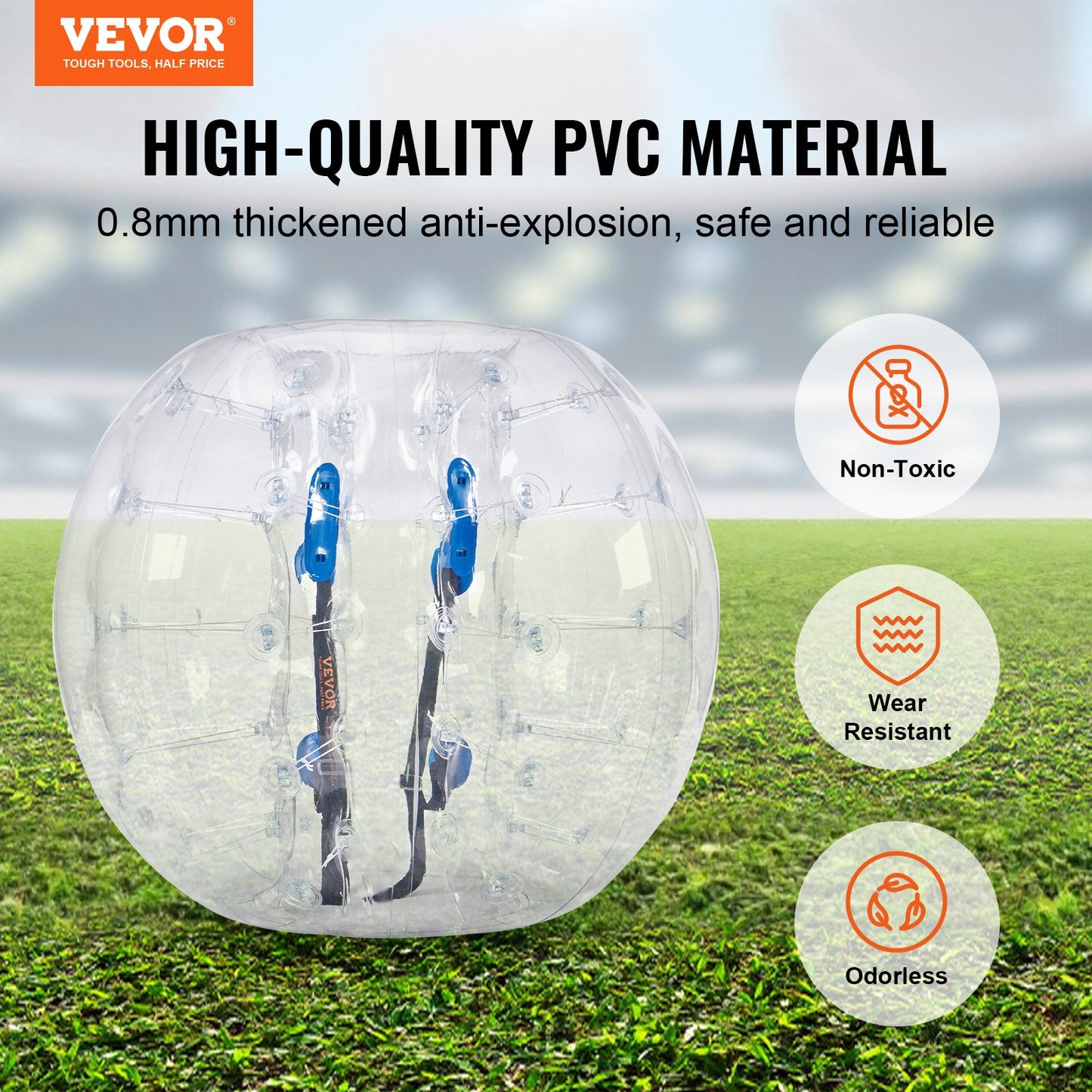 Inflatable Bumper Ball 1-Pack, 4FT/1.2M Body Sumo Zorb Balls For Teen & Adult, 0.8mm Thick PVC Human Hamster Bubble Balls For Outdoor Team Gaming Play, Bumper Bopper Toys For Garden, Yard, Park