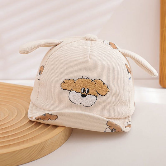 Summer Boys And Girls' Embroidered Cartoon Dog Pattern Soft Brimmed Baseball Cap, Suitable For Outdoor Outings, Shopping And Fun Activities.