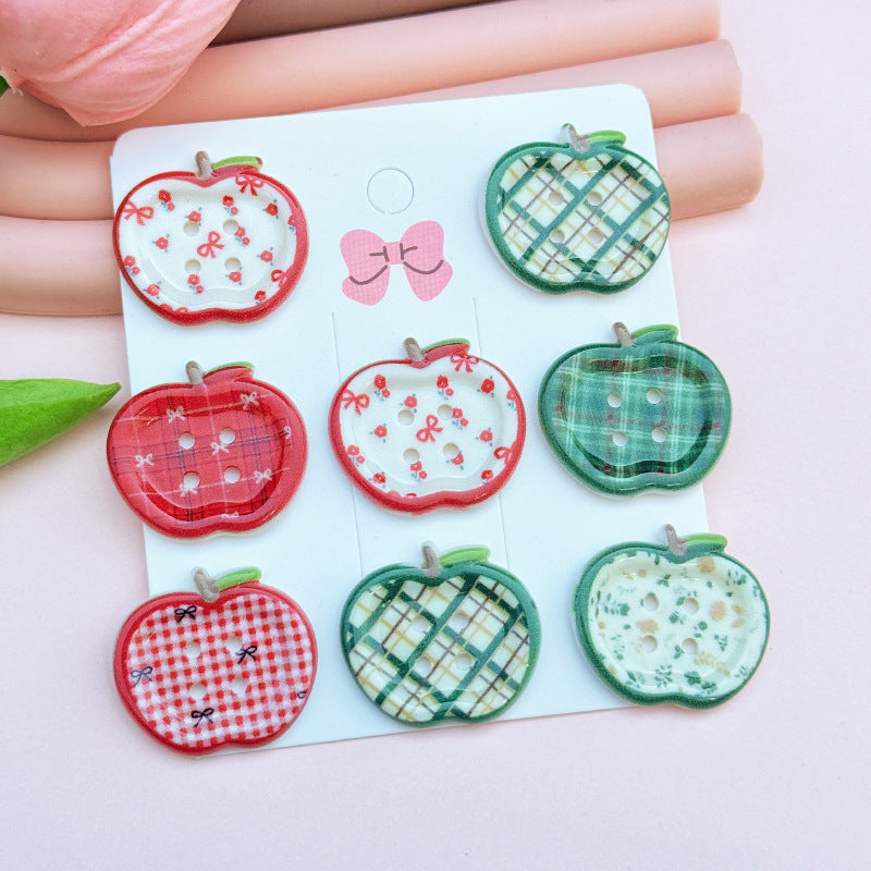 Colorful Printed Plaid Button Acrylic Diy Ornament Accessories