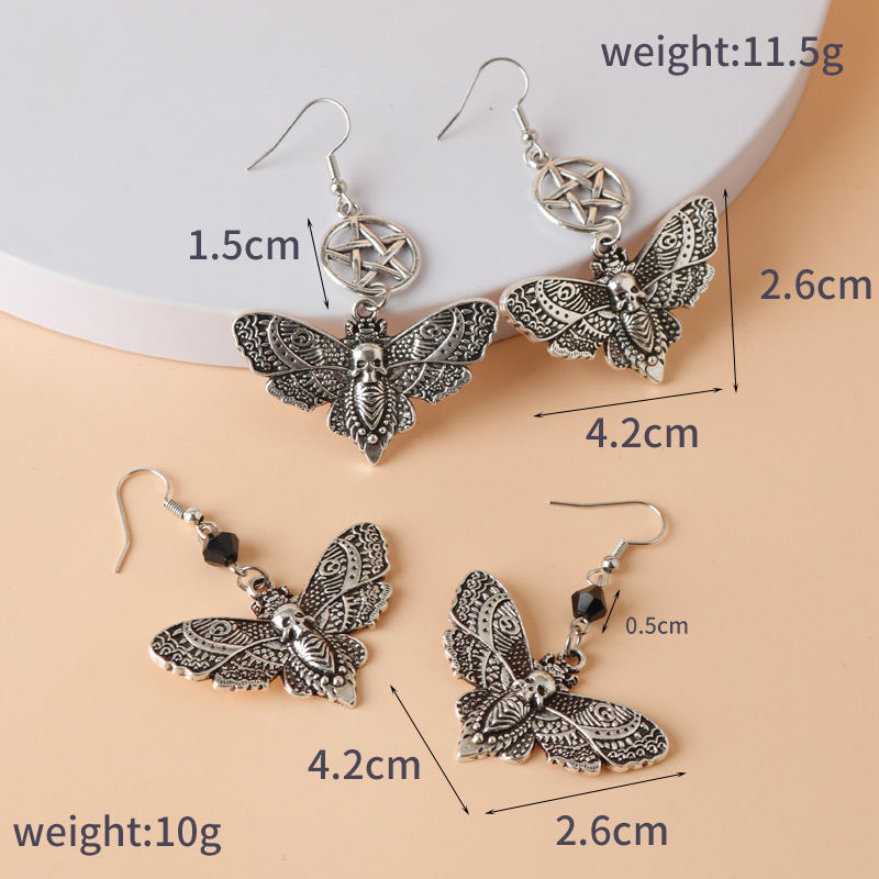 Silver Skull And Butterfly Earrings Personalized Hip-Hop Ear Accessories