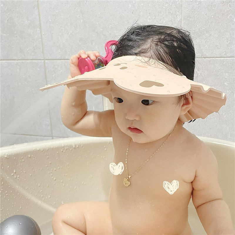 Baby Hair-Washing Cartoon Little Bear Water-Blocking Ear-Protection Shower Cap