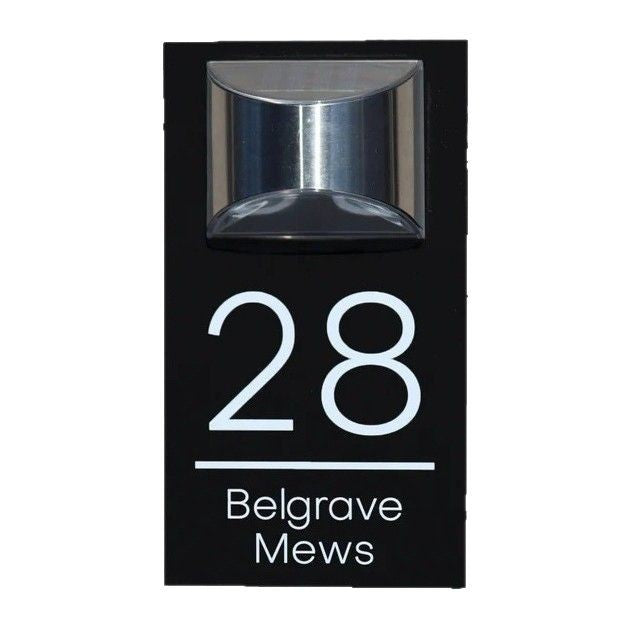 Solar Powered Acrylic Metal Doorplate Light - Engraved Hollow Out Warning Sign Street Identification Plaque with Lighting
