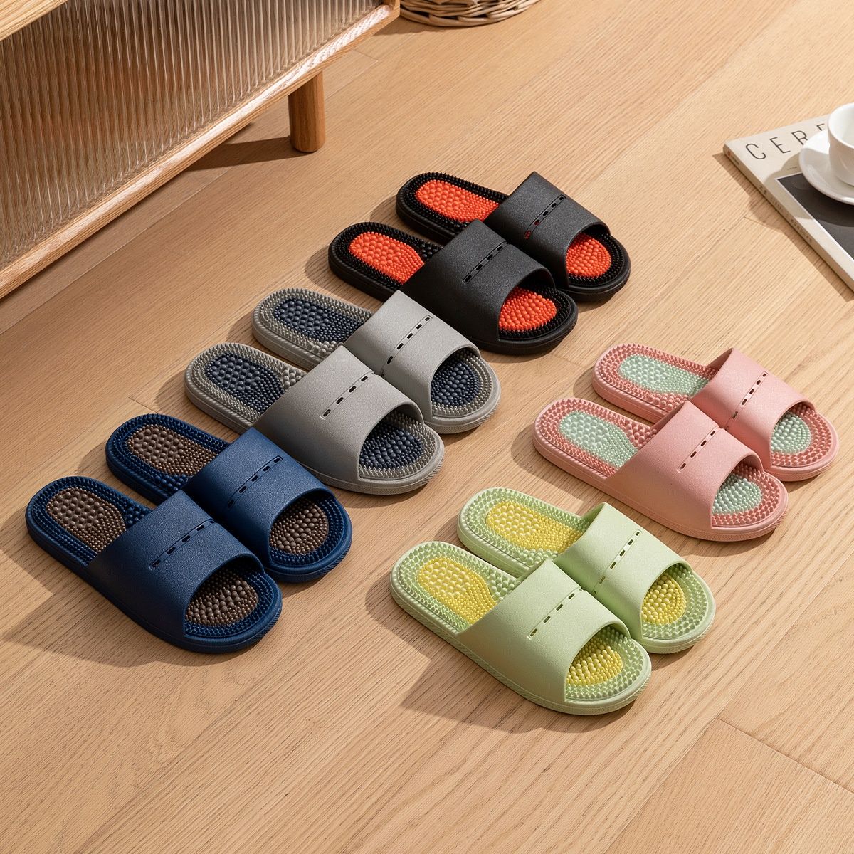 Massage Slippers For Men Summer Indoor Home And Bathroom Use Foot Acupressure Slippers With Non-slip Soles For Men