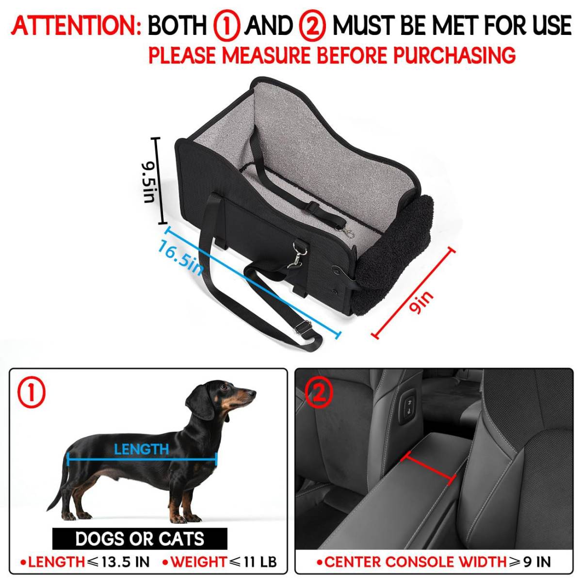 Center Console Dog Car Seat,Dog Car Seats For Small Dogs With Soft Mattress,Pet Puppy Cars Seat
