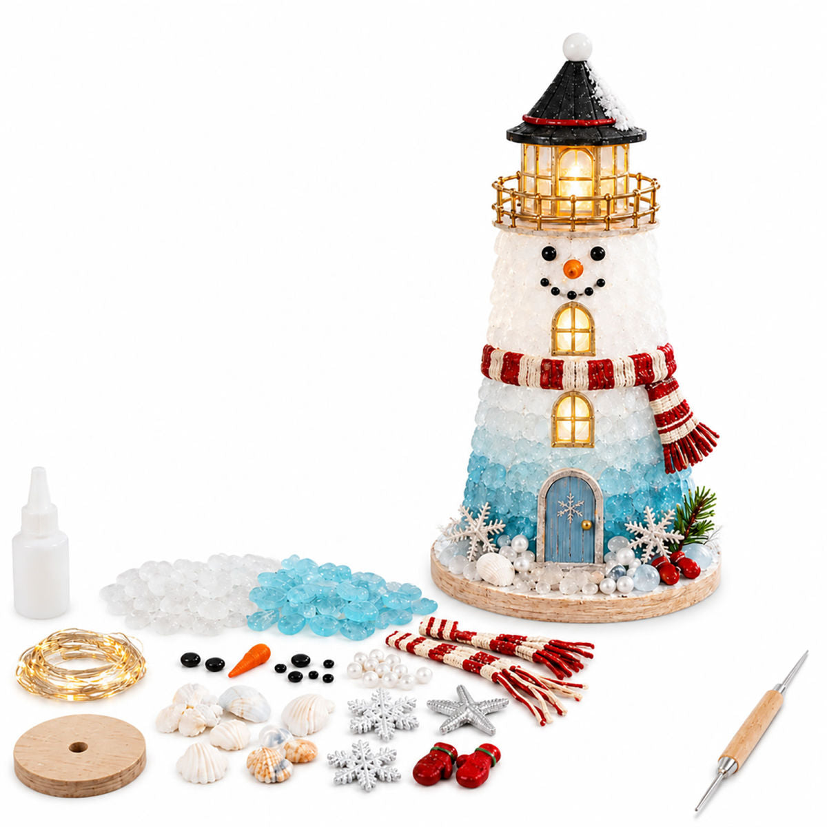 Christmas Santa Sea Glass-Style Lighthouse Kit
