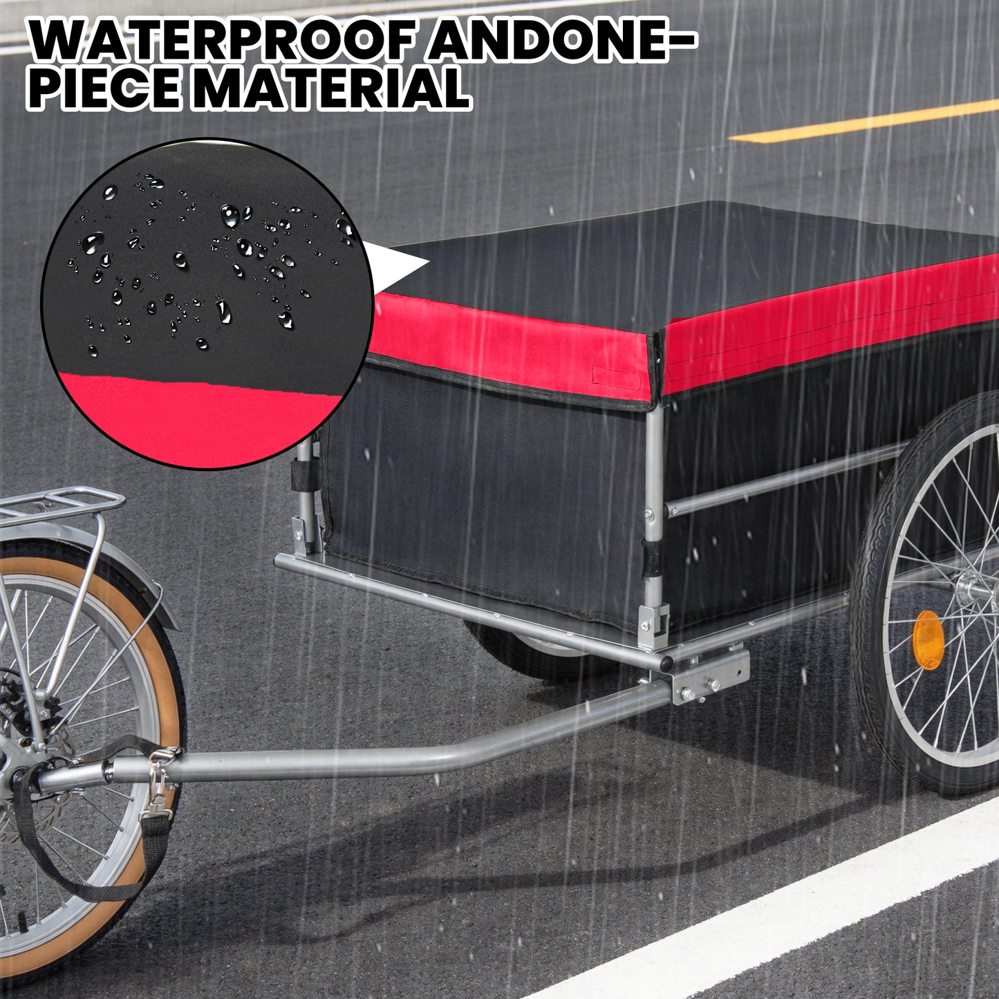 Foldable Bicycle Bike Cargo Trailer With 20 Wheels, Removable Cover, Folding Frame Quick Release, Bike Cart Bike Wagon Trailer For Luggage, Tools, Groceries. Black Red