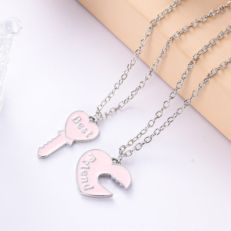 Creative Love Key Best Friend Stitching Pendant Clavicle Chain