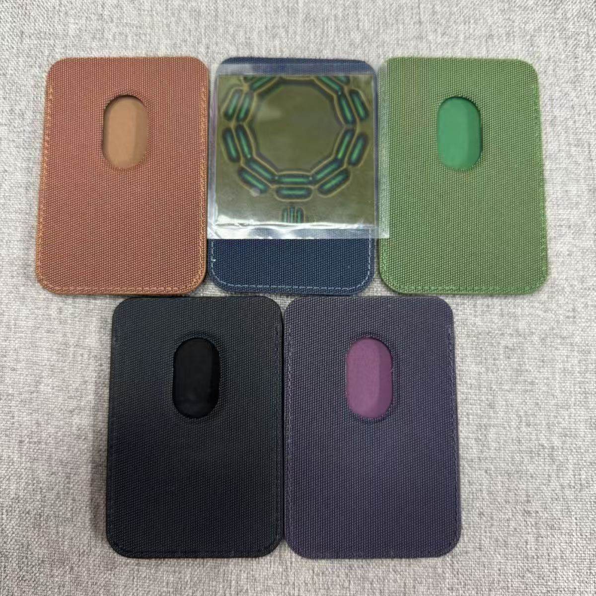Magsafe-compatible Tech Fabric Card Holder With A Woven Texture And Strong Magnetic Attachment