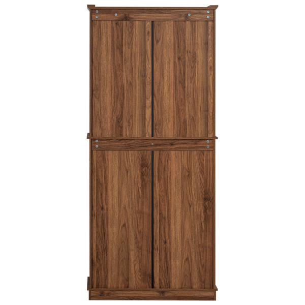 71inch Tall Kitchen Pantry Cabinet With 3 Pull Out Cabinet Organizers, Farmhouse Embossed Texture Storage Cabinet With 6 Door Shelves, 2 Drawers, Freestanding Cupboard For Kitchen, Dining Room Brown