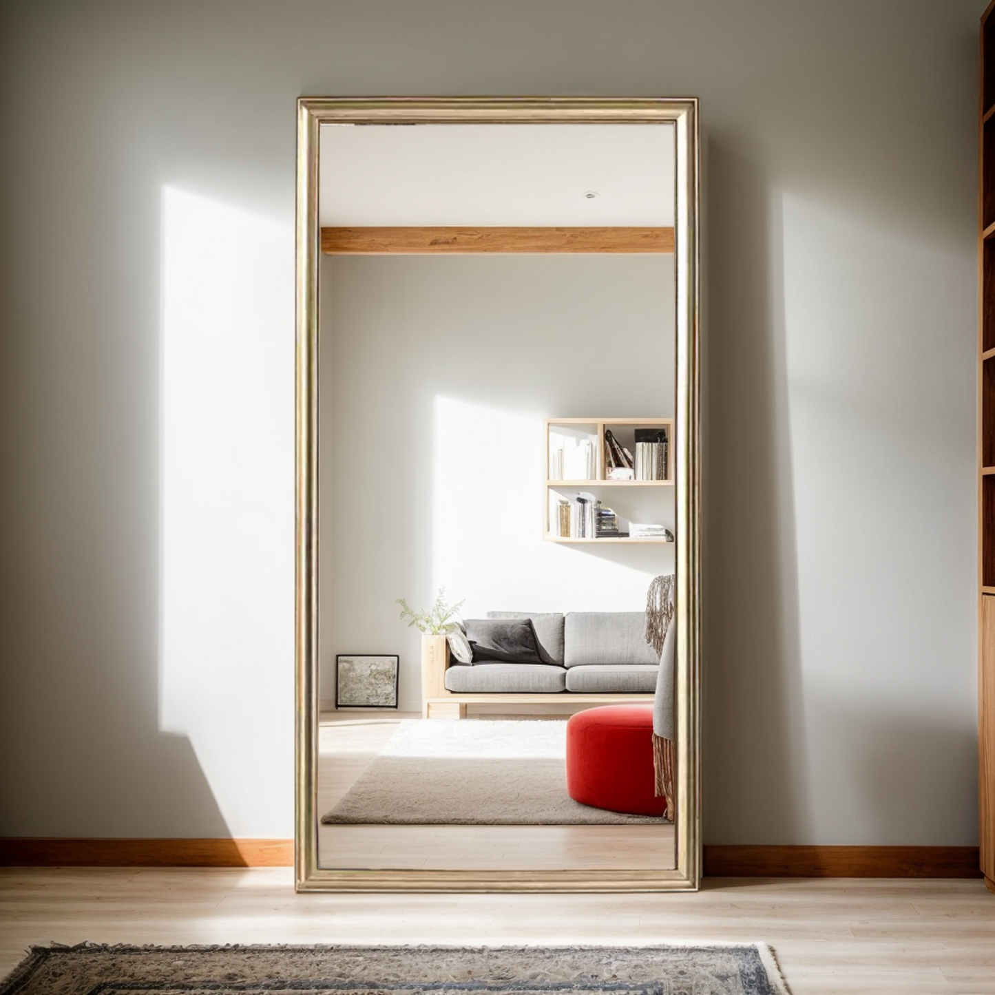 70  X 32  Gold Full Length Floor Mirror With PS Frame, Large Wall Mounted Or Leaning Body Mirror For Bedroom, Living Room, Entryway