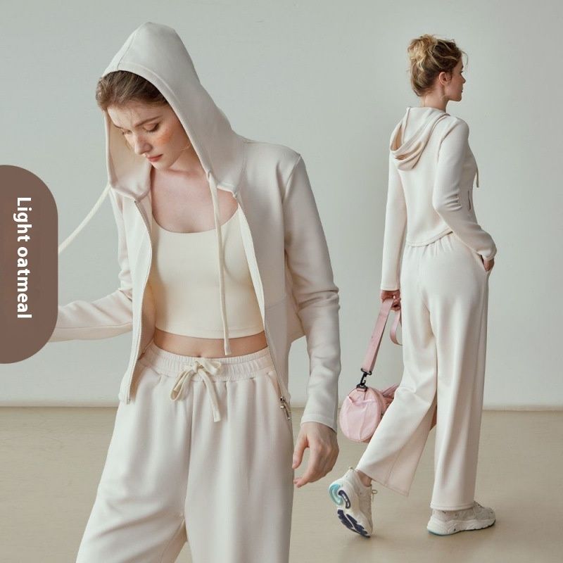 Yoga Suit Autumn And Winter Thick Warm Long Sleeves Hooded Workout Clothes