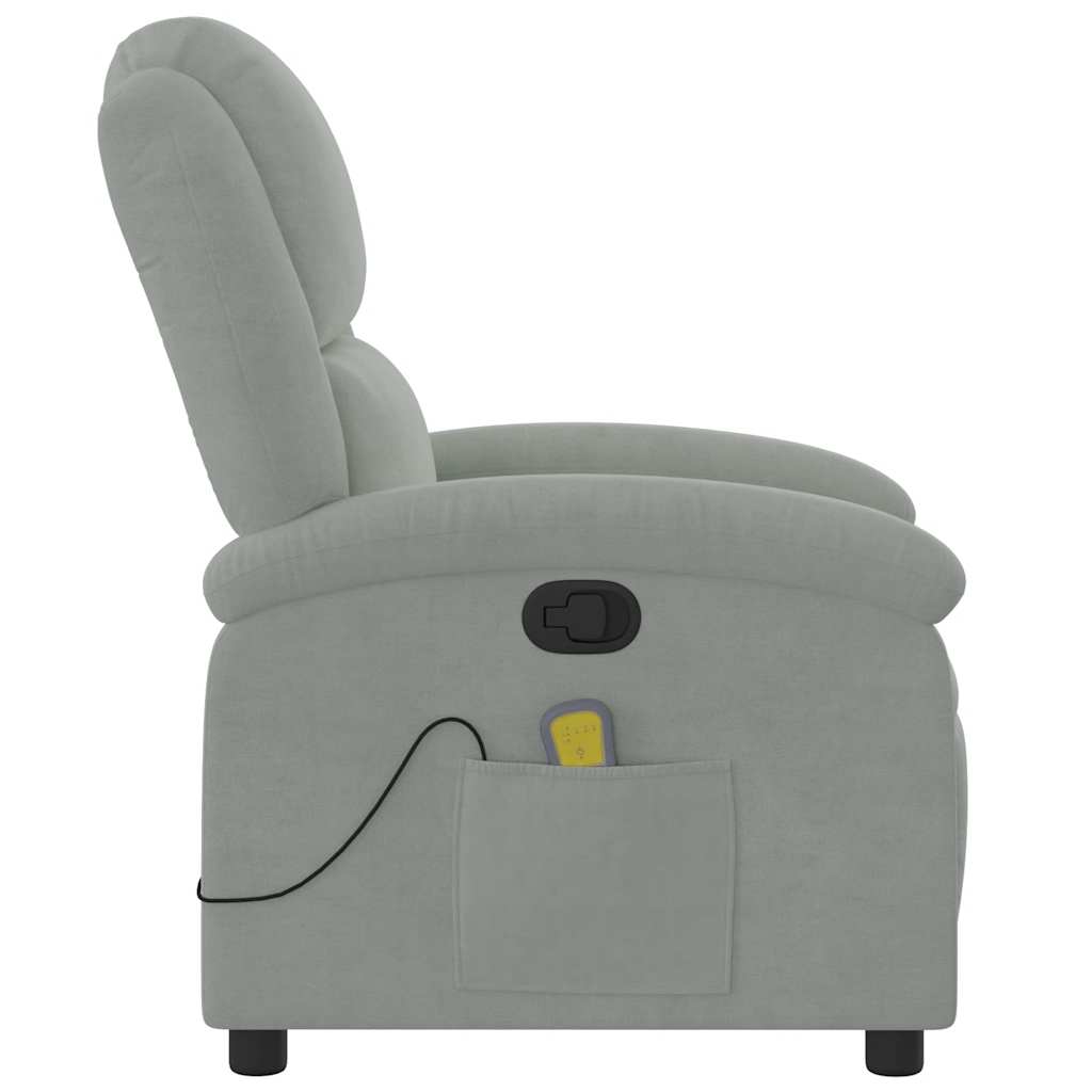 Massage Recliner, light grey velvet   Massage Recliner, dark grey velvet