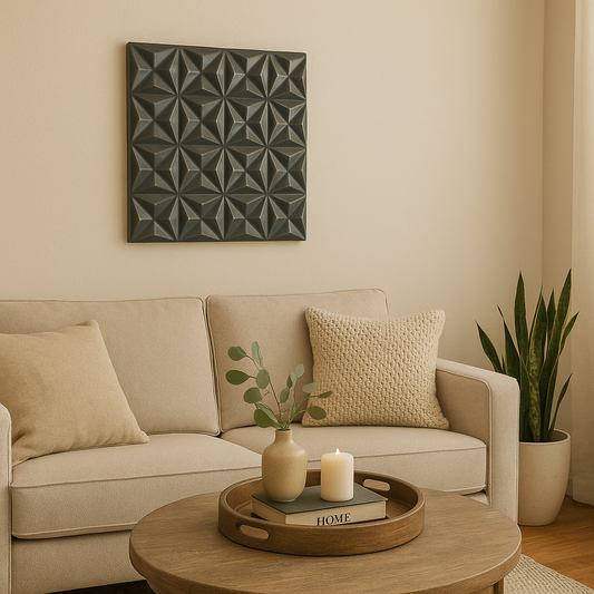 Black Square Shape Handcrafted MDF Wall Decor -16 X16  Elegant Home Accent