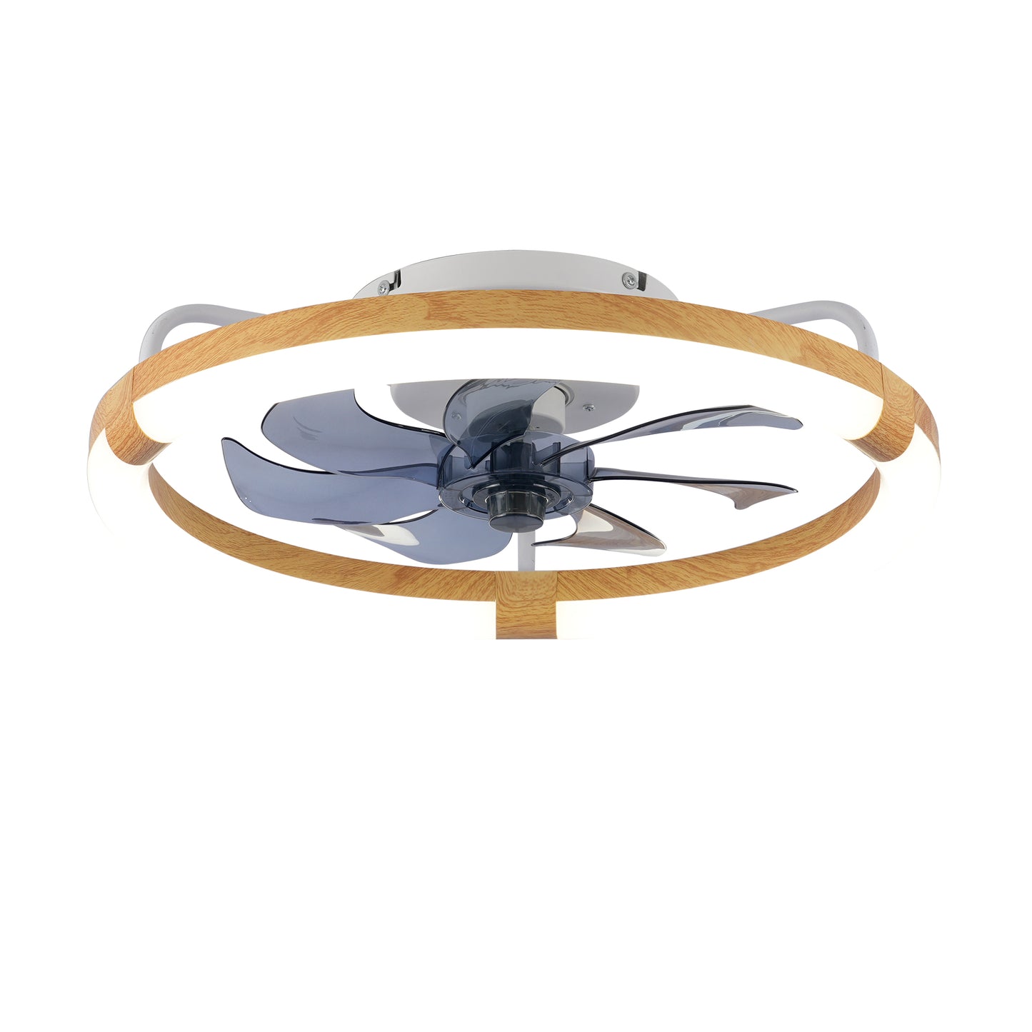 20  Ceiling Fans With Kit ,LED Light Source And Remote Control, 3000-6500K Dimmable Modern Flush Mount LED Fan Light, 6 Speeds, Quiet DC Motor For Living Room, Bedroom,Kitchen----Matte White WOOD