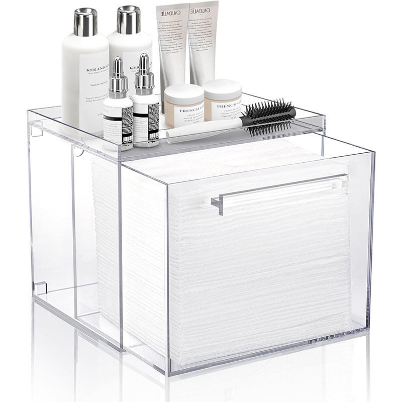 Disposable Facial Towel Storage Box  Acrylic Wall-Mounted Makeup Organizer With Drawer 2 Colors Available, Excluding Facial Towels