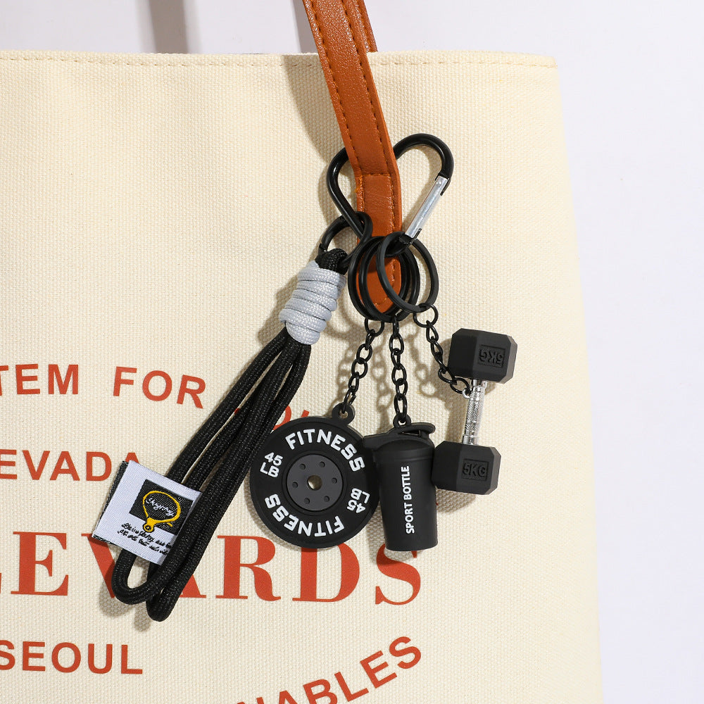 Fitness Dumbbell Keychain Pendant Couples Car  Bag Key Chain  Sports Charm Ornament
