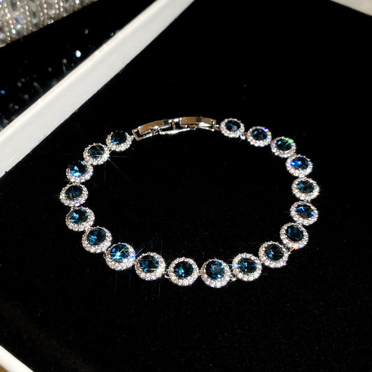 Ins Style Diamond-shaped Zircon Bracelet Ethereal Shiny Bangle Eye-catching Fashion