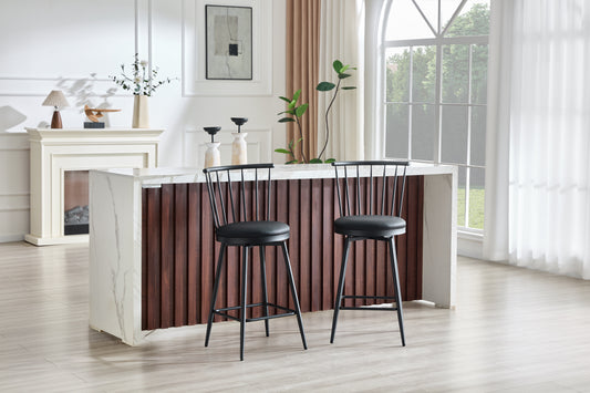 Modern Metal Bar Stool In Windsor Style With Upholstered Seat For Kitchen Islands, Bars, Restaurants Industrial-style Bar Stool At Bar Height Vintage And Minimalism Style