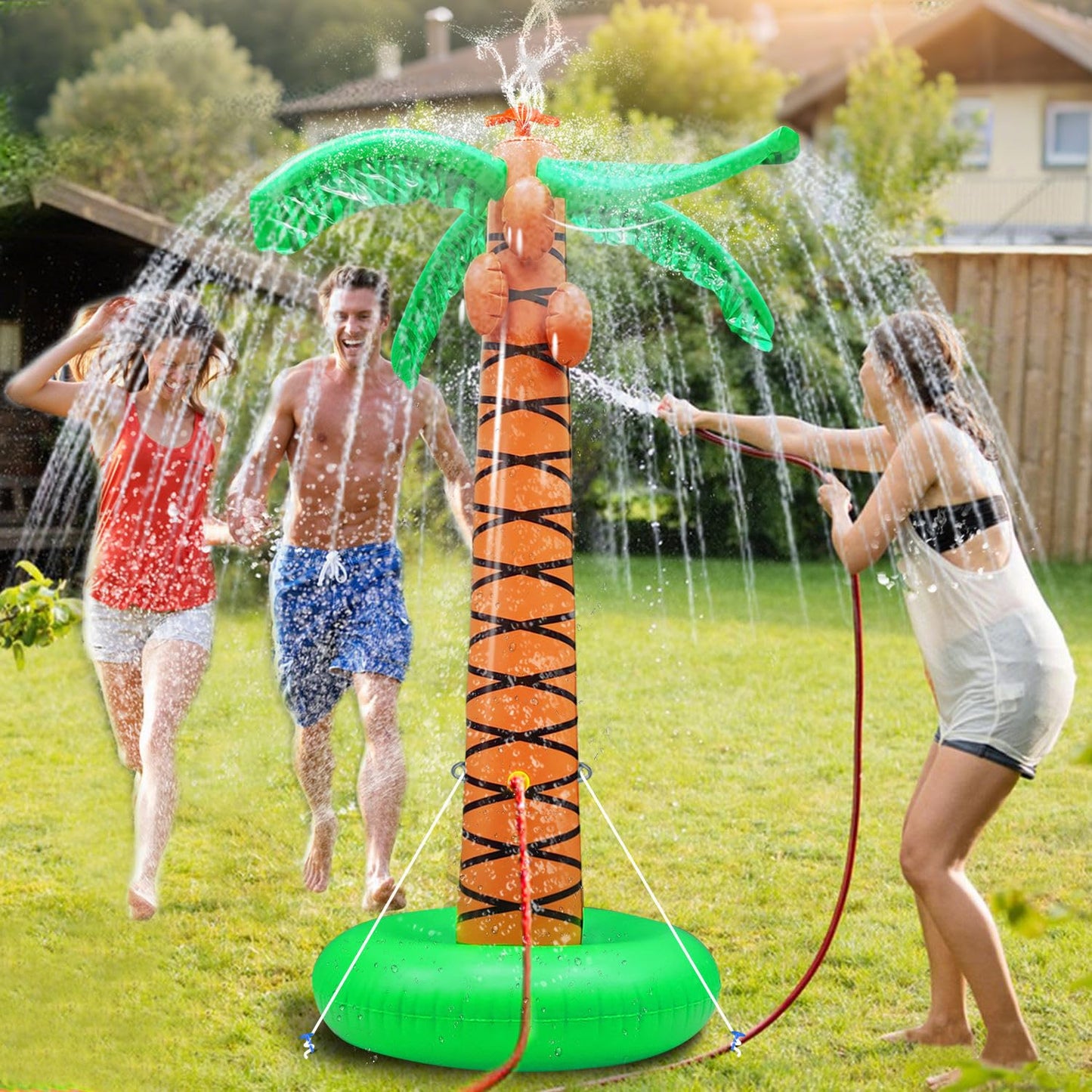 Inflatable Palm Tree Sprinkler Toy, Large Outdoor Water Spray Coconut Tree, Summer Backyard Water Toy For Children And Adults.