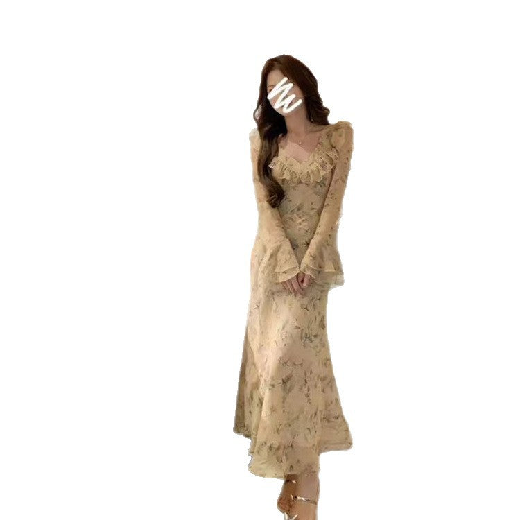 Tea Break Gentle Style Floral Dress For Women