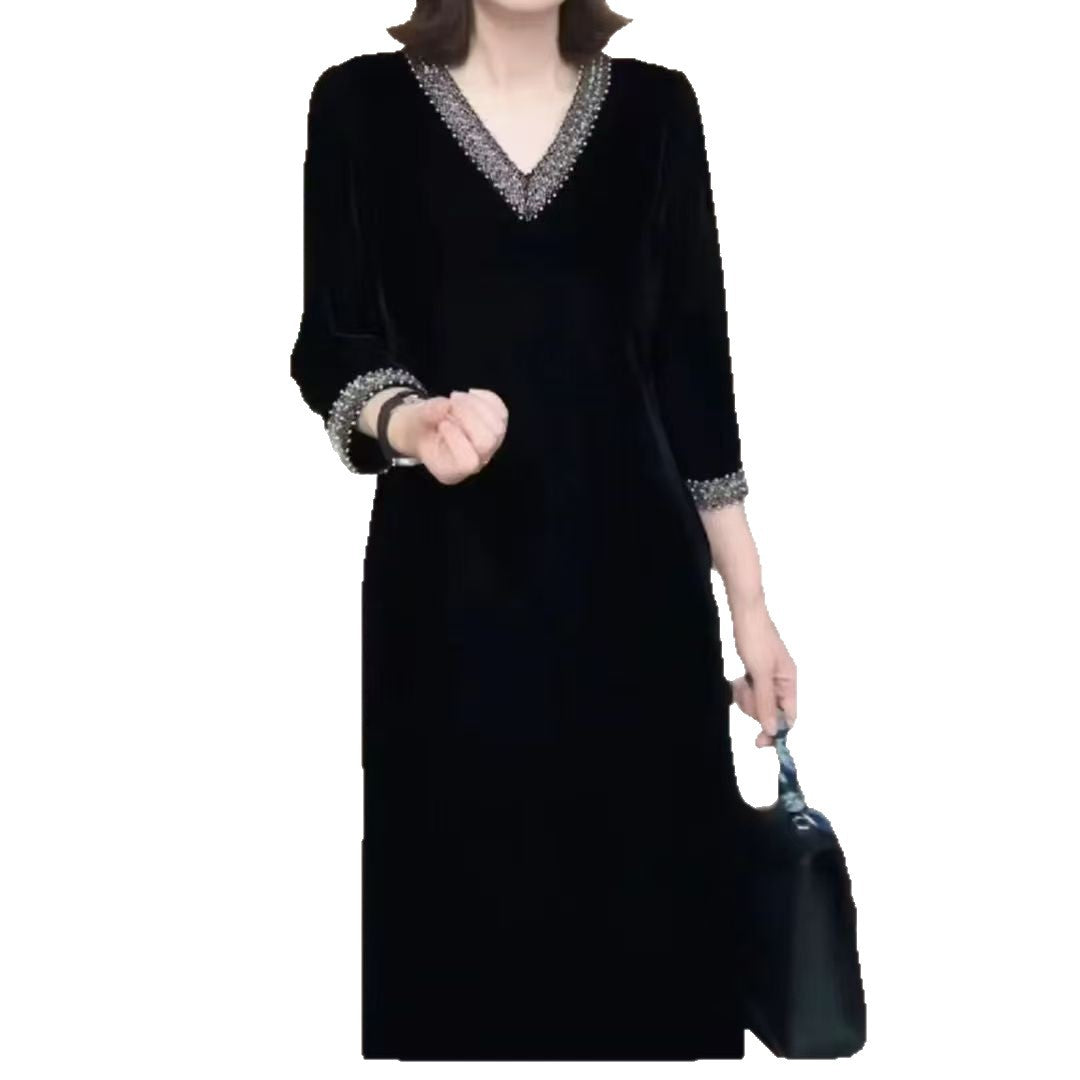 Womens Fashion Casual Dress With Three-Quarter Sleeves