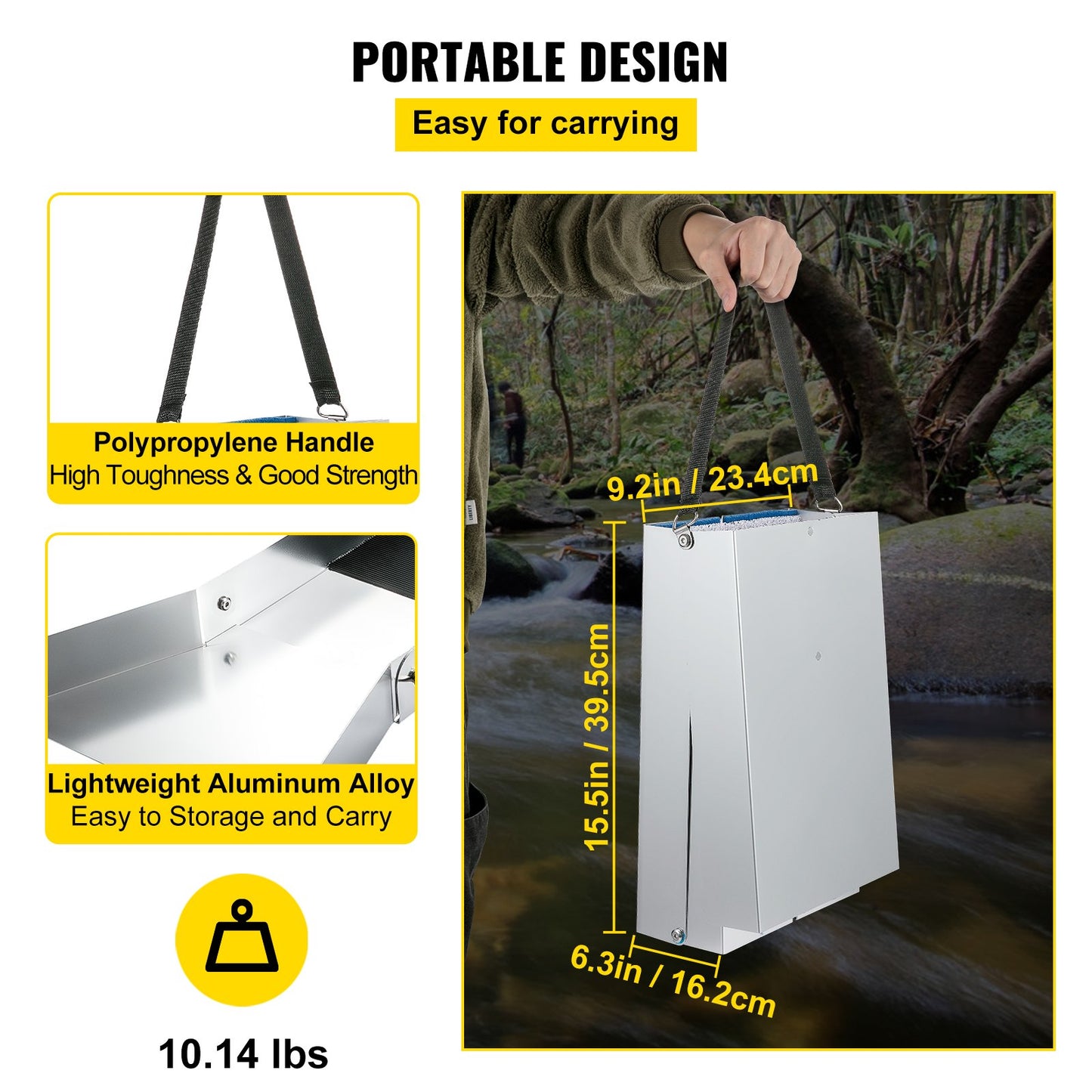 Folding Aluminum Alloy Sluice Box, Compact 50' Sluice Boxes For Gold, Lightweight Gold Sluice Equipment, Portable Sluice Boxes W/Miner's Moss, River, Creek, Gold Panning, Prospecting, Dredging