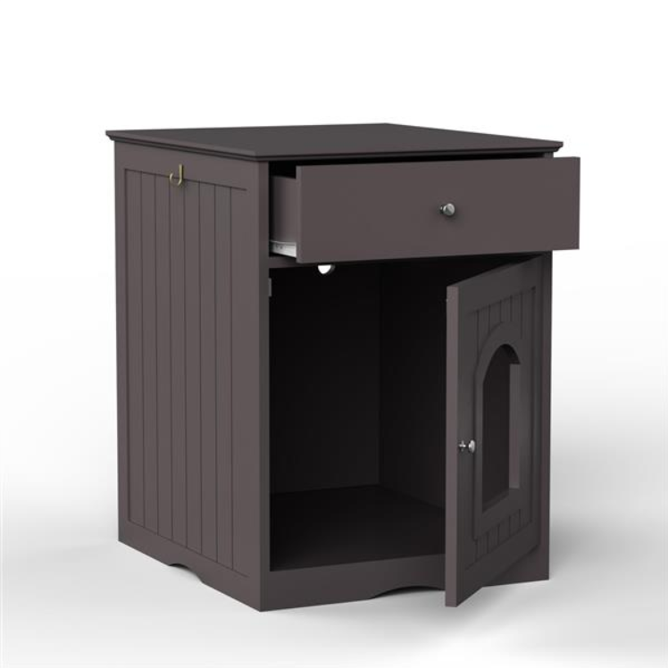 Wooden Pet House Cat Litter Box Enclosure With Drawer, Side Table, Indoor Pet Crate, Cat Home Nightstand Brown