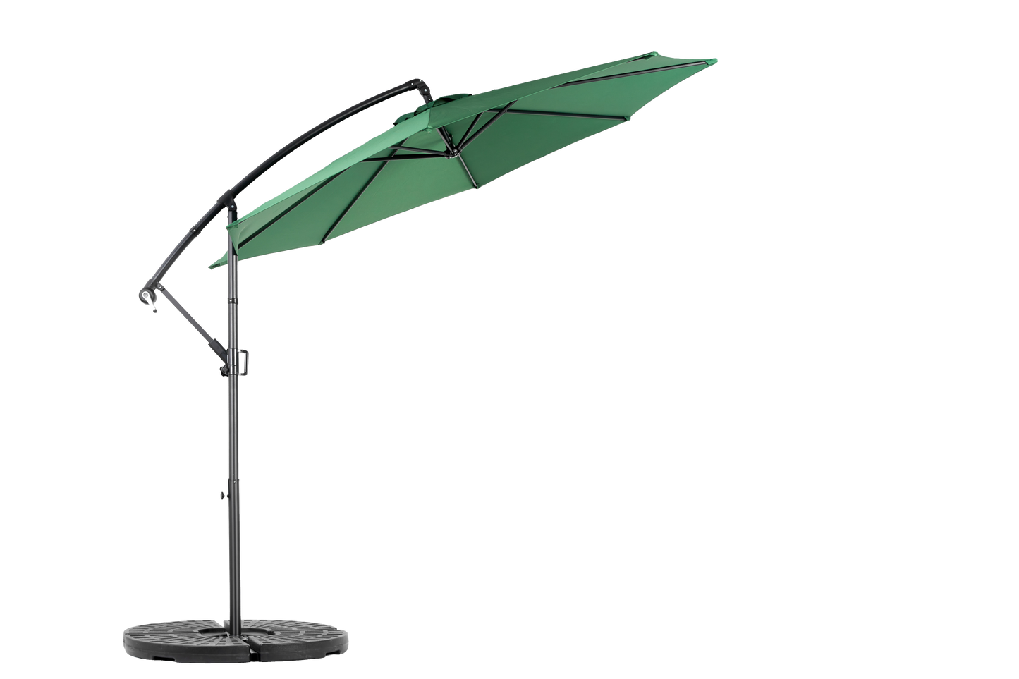 Best Choice Products 10ft Offset Hanging Market Patio Umbrella W-Easy Tilt Adjustment, Polyester Shade, 8 Ribs For Backyard, Poolside -  Dark Green  No Base