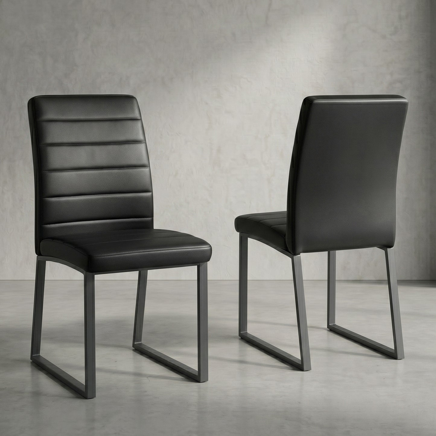 2-Pack - Premium PU Office Dining Chairs With High-density Foam, Sturdy Iron Legs  Spray Paint , Multiple Colors. Easy Assembly