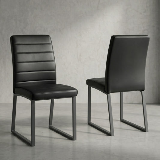 2-Pack - Premium PU Office Dining Chairs With High-density Foam, Sturdy Iron Legs  Spray Paint , Multiple Colors. Easy Assembly