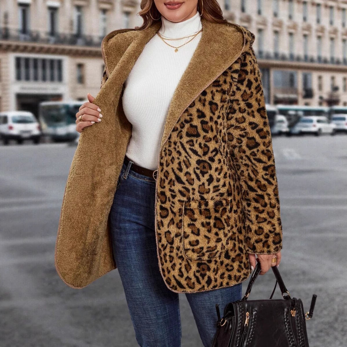 Hooded Loose Fit Warm And Extra-thickperfect For Shopping Dates And Travel