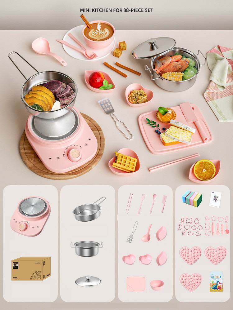 Kitchen Toys Set 138Pcs Stainless Steel Utensils Cookware Kit For Kids Food Toys
