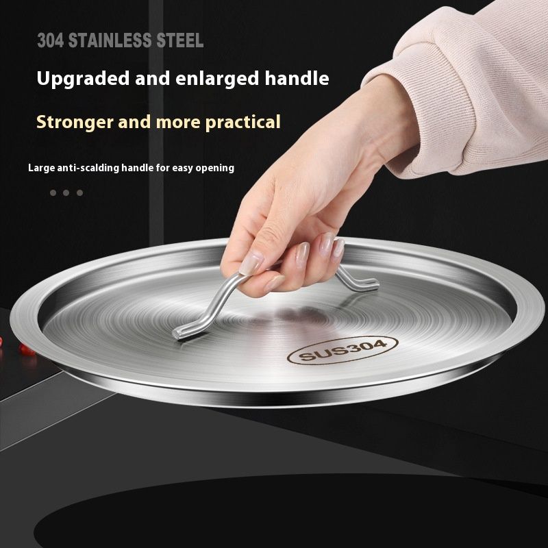 Extra Thick 304 Stainless Steel Soup Bucket Lid Food Grade Pot Lid
