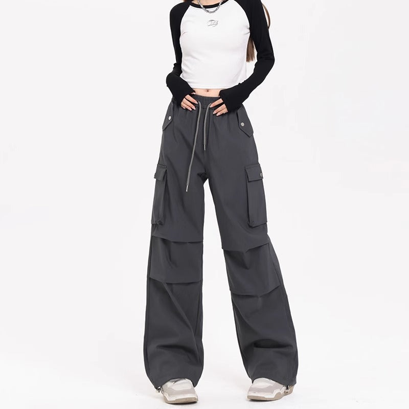 Korean Style Niche Drapey Cargo Pants For Women