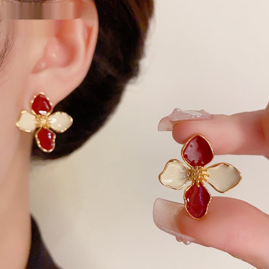 Korean Style Green Flower Fashion Elegant Earrings