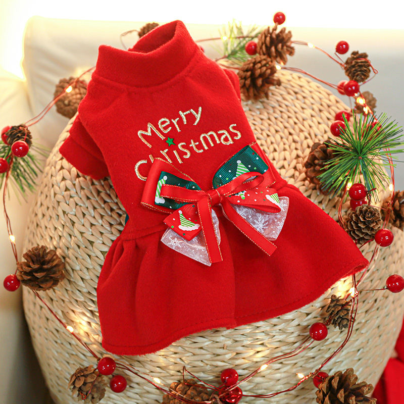 Pet Dog And Cat Clothing Festive Red Outfits