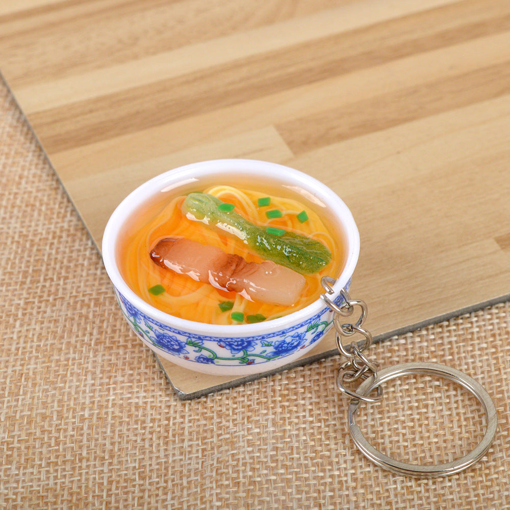 Artificial Food Pendant PVC Egg Noodle Keychain
