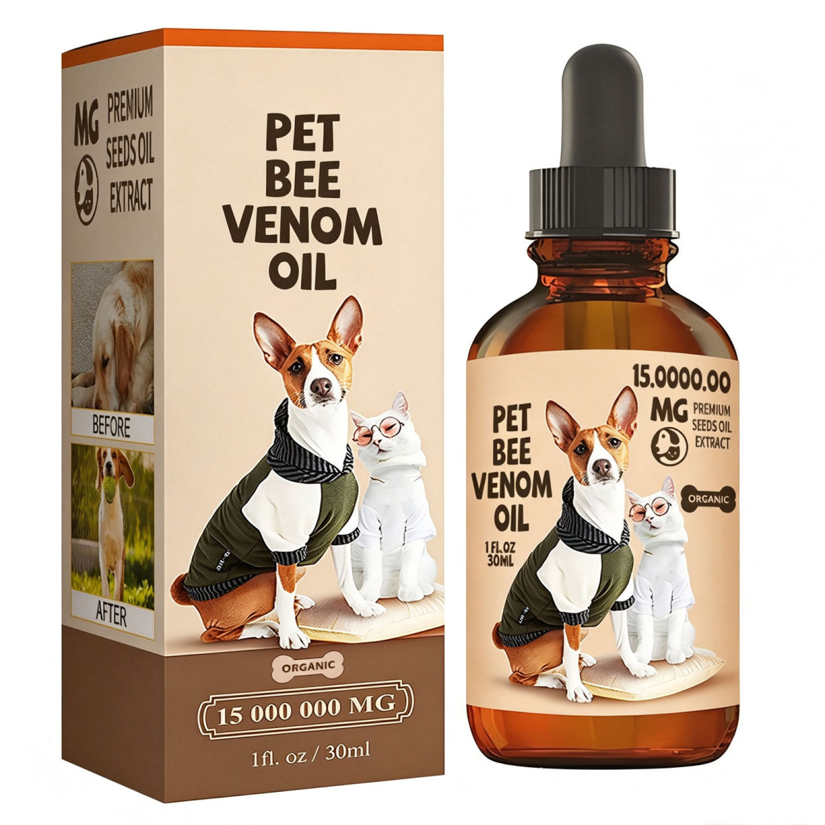 Pet Bee Joint Oil For Dogs & Cats, Joint Support Supplement Oil Relief Joint Discomfort, Improve Mobility & Repair Joint Tissue, 30ml