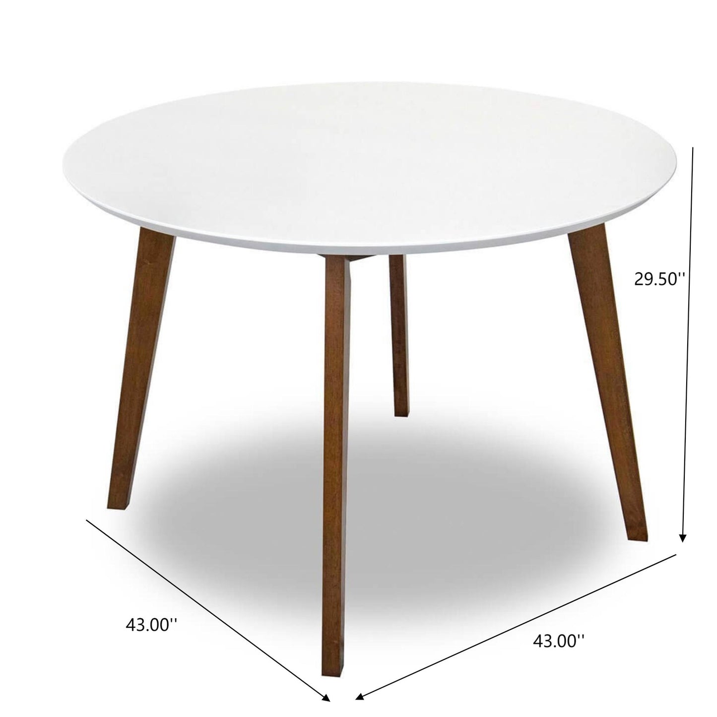 Alina Contemporary Dining Table With Smooth White Finish And Solid Wood Base 43   Diameter X 29.5   H Kitchen Dining Room Circle Dinner Pedestal Table