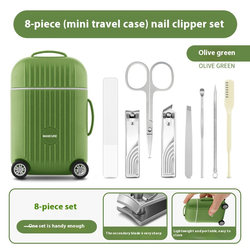 Portable Suitcase Nail Clippers 8 Pieces Suit Beauty Manicure Full Set